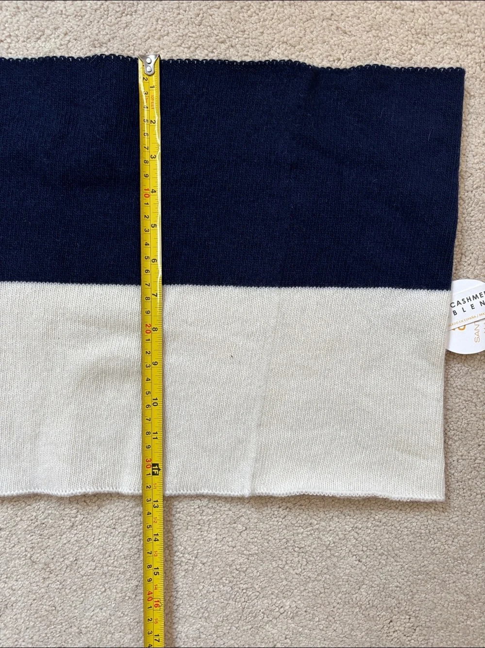 Cashmere Blend Colorblock Infinity Scarf - Cream & Navy